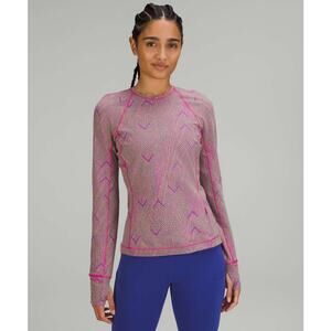 6996 Lululemon Its Rulu Run Long Sleeve Shirt *Jacquard Chevron Mini sz 12